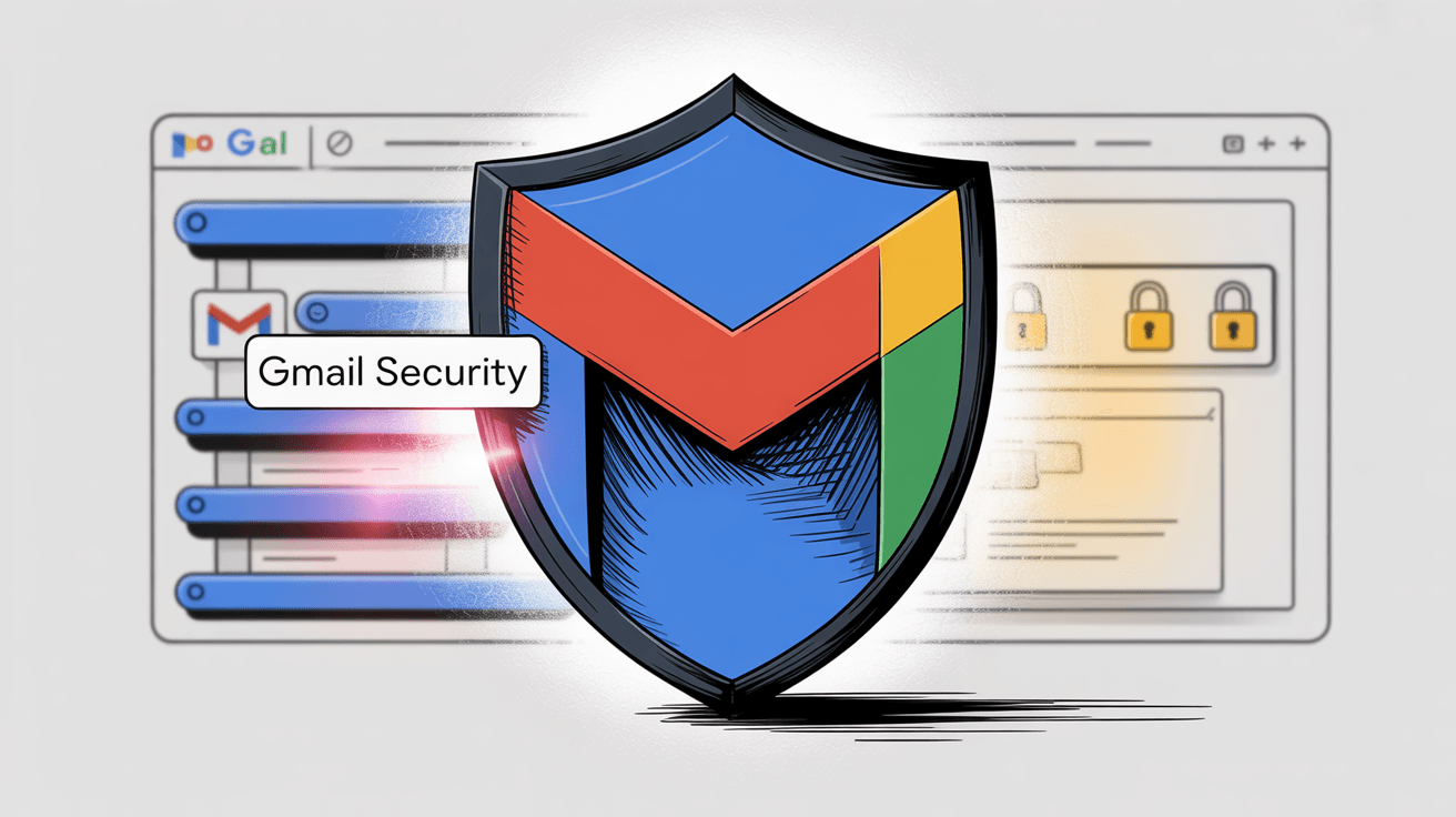Google security shield protecting Gmail with comprehensive security framework